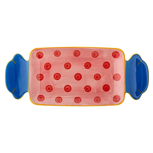 Блюдо сервировочное керамическое Bloomingville "Caramella", горошек на розовом