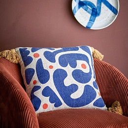 Подушка декоративная Bloomingville "Eviaya", голубая, 45 х 45 см