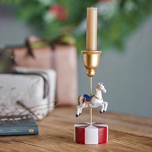 Подсвечник Bloomingville "Merry-go-round", белый с красным