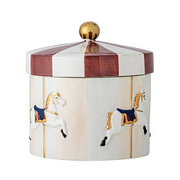 Баночка с крышкой Bloomingville "Merry-go-round", кремовая с красным