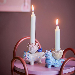 Набор подсвечников керамических Bloomingville "Missy", 2 шт, микс с голубым