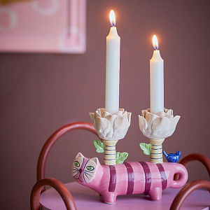 Подсвечник керамический Bloomingville "Missy", 2 шт, микс с розовым