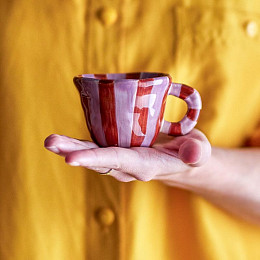 Кружка керамическая Bloomingville "Nini", микс с вишневым, 100 мл