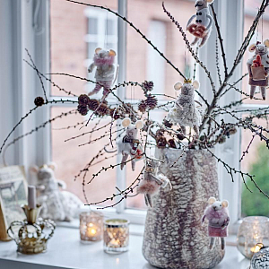 Декоративные игрушки из шерсти Bloomingville "Peo", 3 шт, бежевые