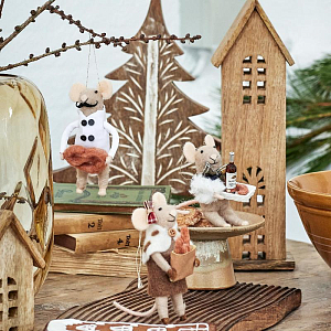 Декоративные игрушки из шерсти Bloomingville "Peo", 3 шт, бежевые