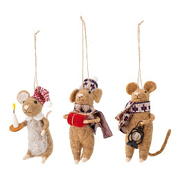 Декоративные игрушки из шерсти Bloomingville "Peo", 3 шт, коричневые