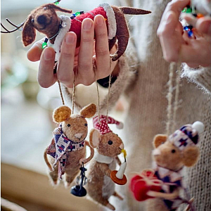 Декоративные игрушки из шерсти Bloomingville "Peo", 3 шт, коричневые