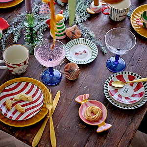 Набор тарелок керамических Bloomingville "Yule", 2 шт, молочный с красным