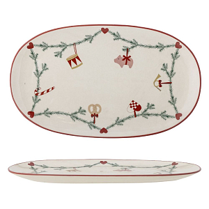 Блюдо сервировочное керамическое Bloomingville "Yule", микс с молочным