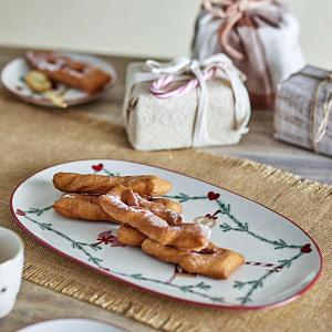 Блюдо сервировочное керамическое Bloomingville "Yule", микс с молочным