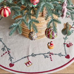 Декоративный коврик Bloomingville "Yule", микс с красным, 110 см