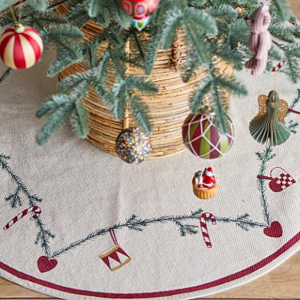 Декоративный коврик Bloomingville "Yule", микс с красным, 110 см