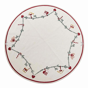 Декоративный коврик Bloomingville "Yule", микс с красным, 110 см