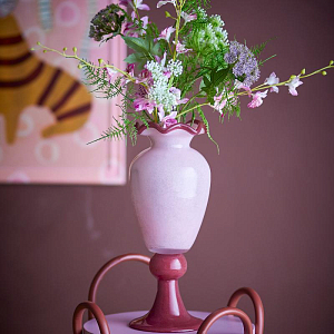 Ваза стеклянная Bloomingville "Frills", розовая