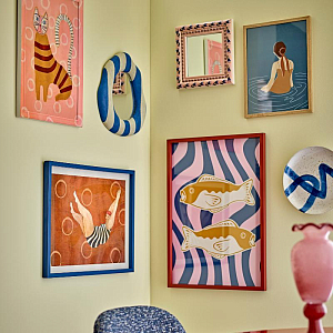 Зеркало в раме Bloomingville "Badia", микс с розовым, 30 х 30 см