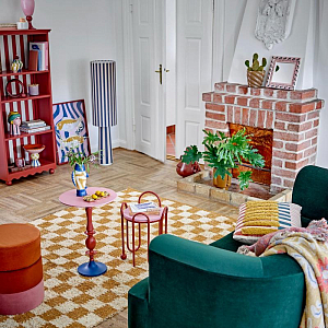 Зеркало в раме Bloomingville "Badia", микс с розовым, 30 х 30 см