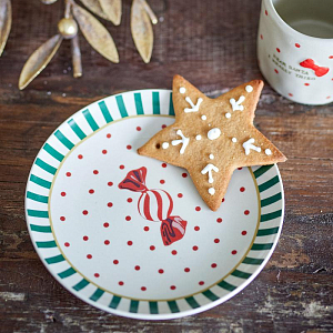 Тарелка керамическая Bloomingville "Yule", молочная с зеленым