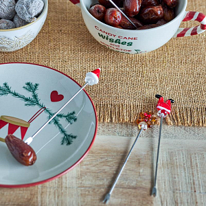 Набор вилок коктейльных Bloomingville "Feliz", 4 шт, микс с красным