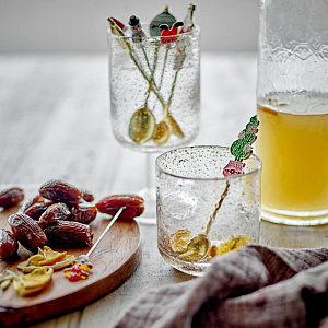 Набор вилок коктейльных Bloomingville "Feliz", 4 шт, микс с красным