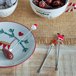 Набор вилок коктейльных Bloomingville "Feliz", 4 шт, микс с красным