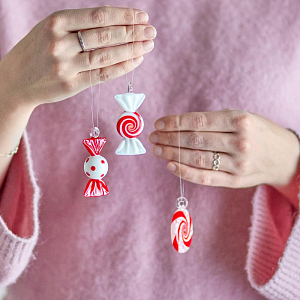 Декоративное украшение Bloomingville "Festive", 3 шт, микс с красным