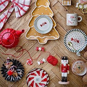 Декоративное украшение Bloomingville "Festive", 3 шт, микс с красным