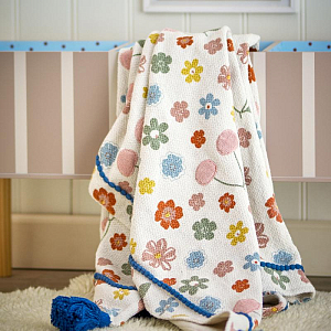 Плед Bloomingville MINI "Cherry", вишни на кремовом, 160 х 130 см