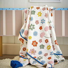 Плед Bloomingville MINI "Cherry", вишни на кремовом, 160 х 130 см