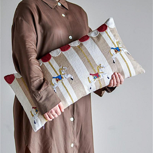 Подушка декоративная Bloomingville "Merry-go-round", кремовая, 60 х 30 см