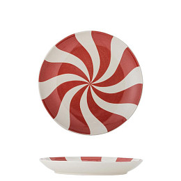 Тарелка праздничная керамическая Bloomingville MINI "YULE", молочная с красным