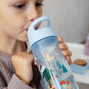 Бутылочка для напитков Petit Monkey "Bonfire Animals", голубая, 380 мл