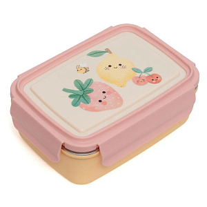 Ланч-бокс для бенто с разделителями Petit Monkey "Sparkling Fruits", розовый