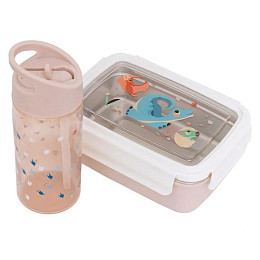 Бутылочка для напитков Petit Monkey "Dino Footprints", пыльно-розовая, 380 мл