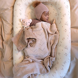 Плед вязаный для новорожденных Cam Cam Copenhagen "Scallop", миндальный, 100 х 80 см