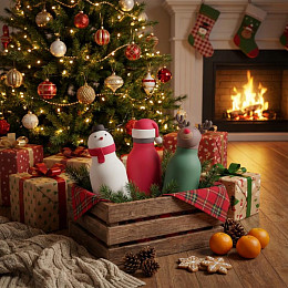 Бутылка-термос для напитков Asobu "Bestie Holiday", снеговик, 460 мл