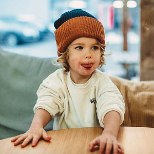 Шапка-бини вязаная Hello Hossy "Flow Polo", синяя