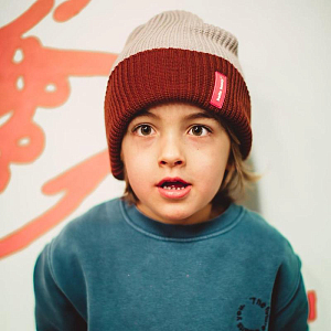 Шапка-бини вязаная Hello Hossy "Flow Tom", шоколадный крем