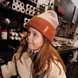 Шапка-бини вязаная Hello Hossy "Flow Tom", шоколадный крем