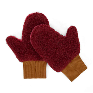 Варежки меховые Hello Hossy "Heaty Tara", вишневая глазурь