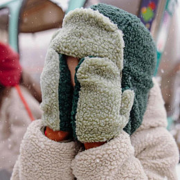 Варежки меховые Hello Hossy "Heaty Neo", мятно-фисташковые