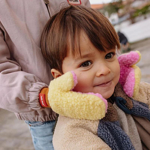 Варежки меховые Hello Hossy "Heaty Kira", розовый лимонад