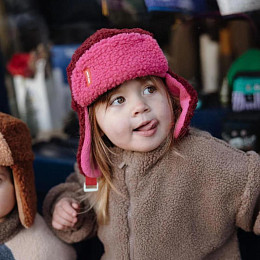 Шапка-ушанка меховая Hello Hossy "Cozy Tara", вишневая глазурь