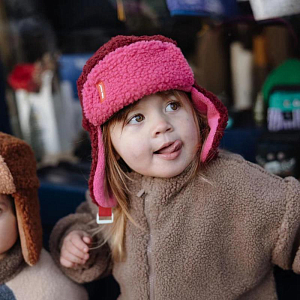 Шапка-ушанка меховая Hello Hossy "Cozy Tara", вишневая глазурь