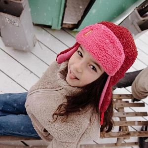 Шапка-ушанка меховая Hello Hossy "Cozy Tara", вишневая глазурь