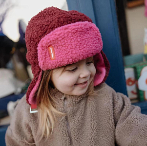 Шапка-ушанка меховая Hello Hossy "Cozy Tara", вишневая глазурь