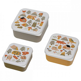 Набор ланч-боксов Petit Jour "Adventure", 3 шт, мульти микс с оранжевым