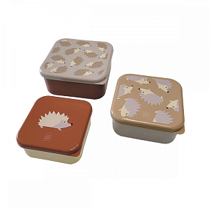 Набор ланч-боксов Petit Jour "The Hedgehogs", 3 шт, мульти микс с карамельным