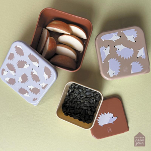 Набор ланч-боксов Petit Jour "The Hedgehogs", 3 шт, мульти микс с карамельным