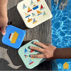 Набор ланч-боксов Petit Jour "Boats", 3 шт, мульти микс с синим