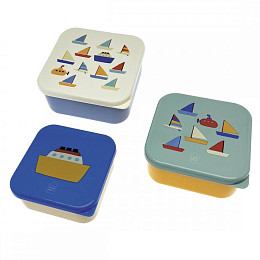Набор ланч-боксов Petit Jour "Boats", 3 шт, мульти микс с синим
